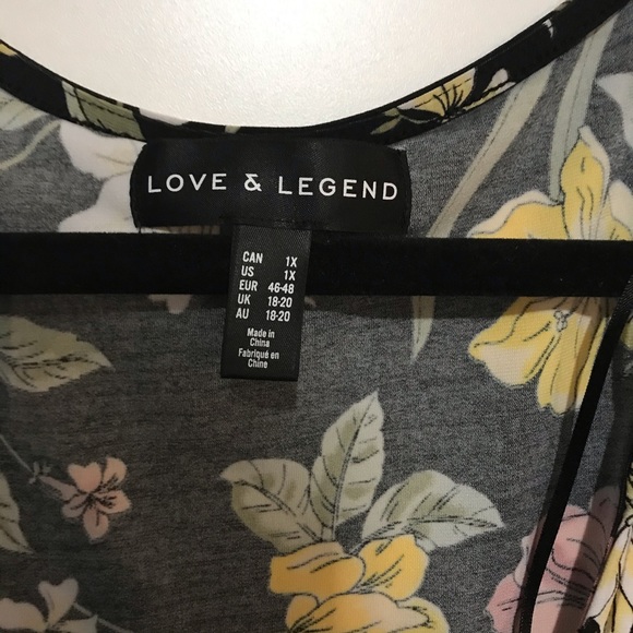 Addition Elle Floral Surplice Bodysuit Black 1X - Picture 4 of 7